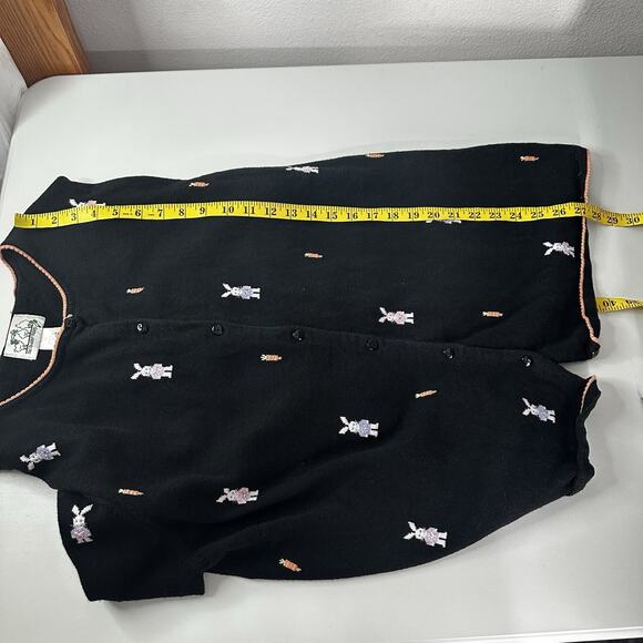 Vintage Quacker Factory Easter Sweater Womens 1X Black Bunny Embroidered Ramie - Picture 11 of 12